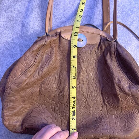 Vintage Arto New York Leather Shoulder Bag 70s 80s, Boho Hippie Purse, Large - Picture 7 of 11